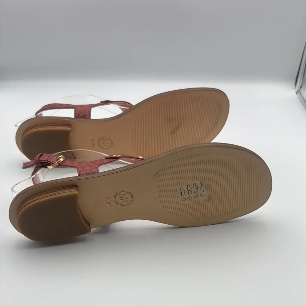 Michael‎ Kors Pink and Gold Sandals with T-Strap Design